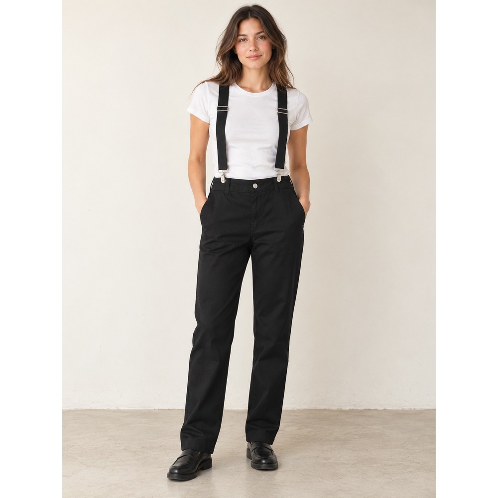 Dickies Suspender Pants Womens 7/28 Black New Straight Leg Utility Workwear